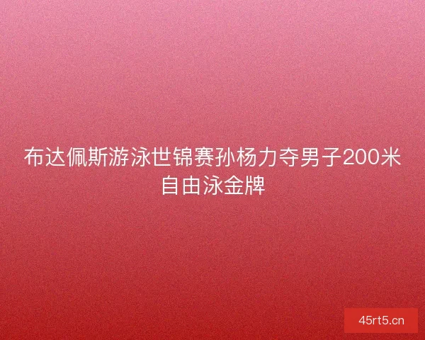 布达佩斯游泳世锦赛孙杨力夺男子200米自由泳金牌